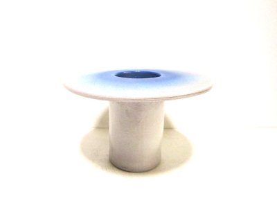 画像2: 手造り 白/ブルーボカシ７号丸上円付花器　T-０７－０１