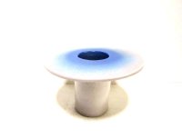 手造り 白/ブルーボカシ７号丸上円付花器　T-０７－０１