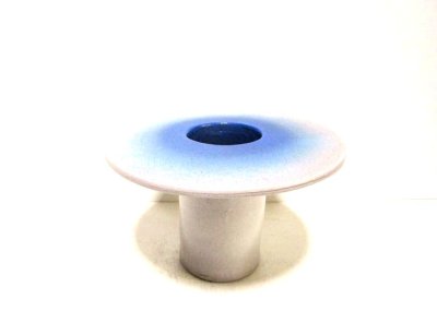 画像1: 手造り 白/ブルーボカシ７号丸上円付花器　T-０７－０１
