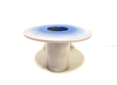 画像3: 手造り 白/ブルーボカシ７号丸上円付花器　T-０７－０１
