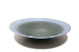グレー／モスグリーン １２.５号丸皿　T-０７-１８　