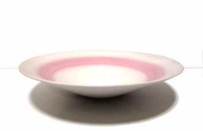 画像2: 白／ピンク １２.５号丸皿　T-０７-１６　