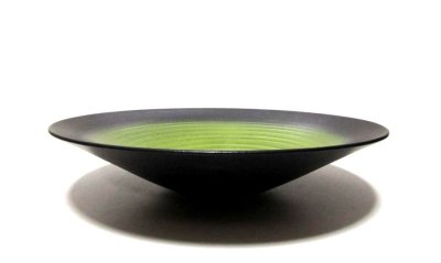 画像4: 黒／黄色 １２.５号丸皿　T-０７-１７　