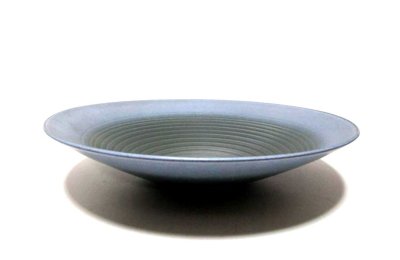 画像2: グレー／モスグリーン １２.５号丸皿　T-０７-１８　