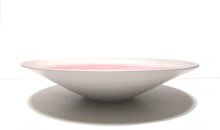 他の写真1: 白／ピンク １２.５号丸皿　T-０７-１６　