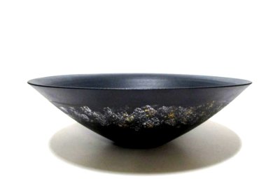 画像2: 作家物 手造り 黒１４.５号丸大鉢 金銀散らし　T-０７－２７