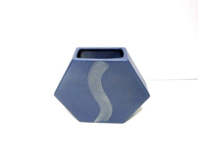 画像3: ブルーグレイ六角型花器　T-０７-３０　
