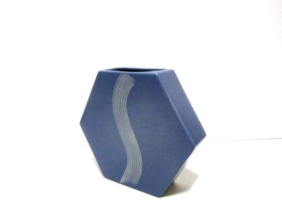 画像4: ブルーグレイ六角型花器　T-０７-３０　