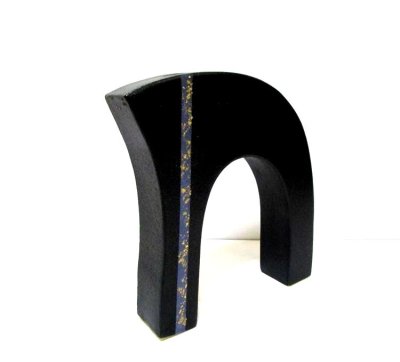 画像9: 手造り黒変型ブリッジ型花器 T-０７-３６