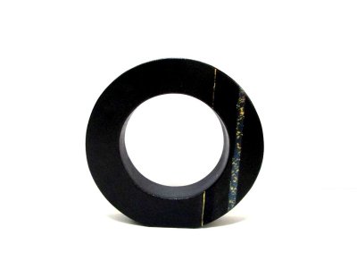 画像1: 手造り黒８号丸リング型花器 T-０７-３７