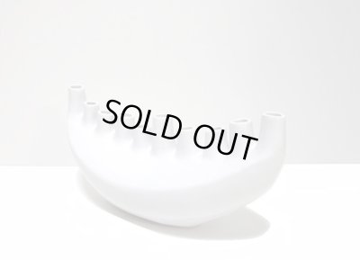 画像4: 白ツヤ１０号舟型１０口花器　T-０７-３９