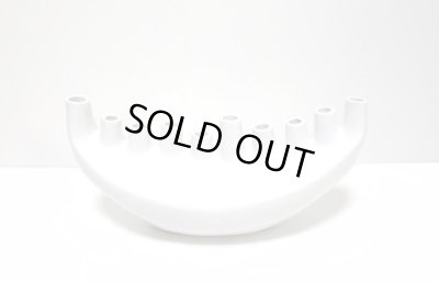 画像2: 白ツヤ１０号舟型１０口花器　T-０７-３９