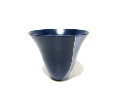 画像6: 紺青７号丸生花・立華花器 金線入　T-０７－４３
