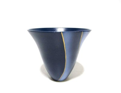 画像7: 紺青７号丸生花・立華花器 金線入　T-０７－４３