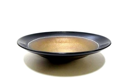 画像1: 黒／金彩　１２号丸皿鉢  K-３７
