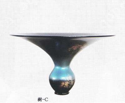 画像1: FRP花器　１１.５号下かぶら型 ブラックメタリック 樹-C