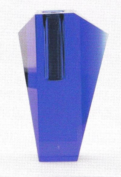 画像2: ガラス花器　涼７-２　クリスタル変型菱形瑠璃色