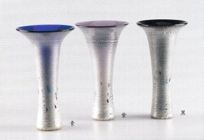 画像2: ガラス花器　涼７-１　立て花 ひかり 銀結晶