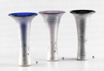 画像1: ガラス花器　涼７-１　立て花 ひかり 銀結晶
