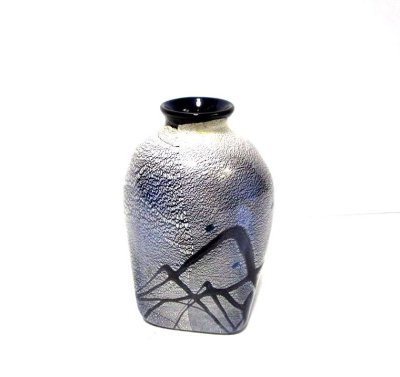 画像5: ガラス花器　一品作 作家物 銀結晶５号自由花用角花瓶　G-１３２