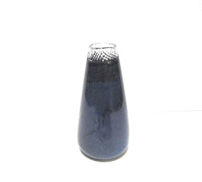 画像2: ガラス花器　一品作 作家物藍色６.５号丸自由花用花瓶　G-１３１