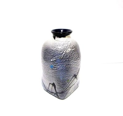 画像4: ガラス花器　一品作 作家物 銀結晶５号自由花用角花瓶　G-１３２