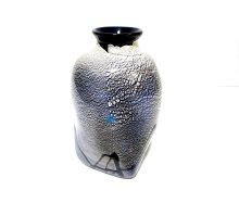 他の写真1: ガラス花器　一品作 作家物 銀結晶５号自由花用角花瓶　G-１３２
