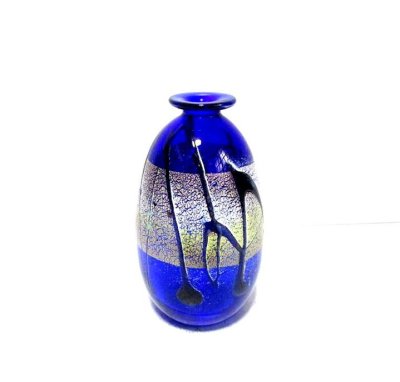 画像1: ガラス花器　一品作 作家物 金結晶５.５号自由花用丸花瓶　G-１３３