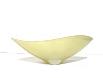 画像7: アクリル樹脂製 １３.５号 クリーム変形舟型自由花花器