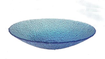 画像1: ガラス花器　スカイブルー丸水盤　涼７-３１A