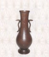 銅器　苔耳花器　本焼色　