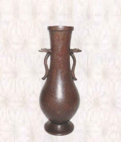画像1: 銅器　苔耳花器　本焼色　