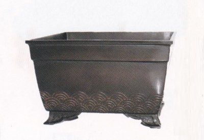 画像1: 銅器　正角砂鉢７.５寸 古手色　　