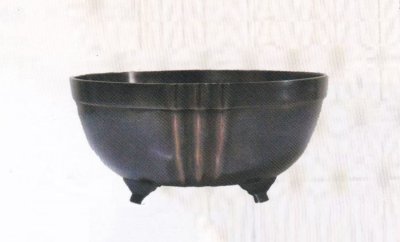 画像1: 銅器　８寸波型紋丸砂鉢　