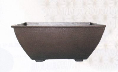 画像1: アルミ合金花器　尺〇合金長角深砂鉢 赤焼色　
