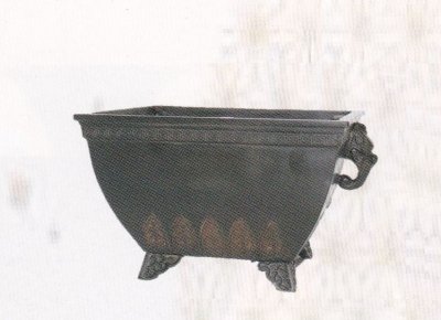 画像2: 銅器　砂鉢７寸長角深菖蒲 古手色　　