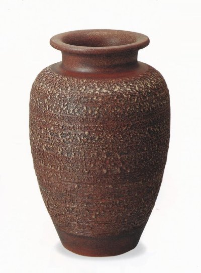 画像1: 窯肌松皮壺型花瓶 ２０号　B002-04