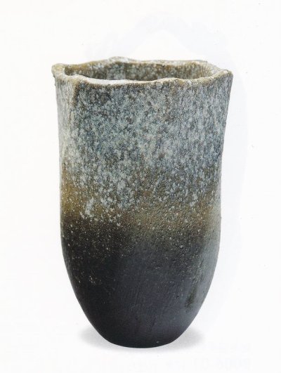 画像1: 白窯変六角花入 12号 B007-03