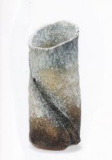 白窯変ひねり花器 16号 B005-06