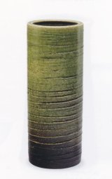 緑ガラス寸胴花入 10号 B013-05