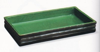 画像1: 銀彩内青磁長角水盤　２０〜１１号