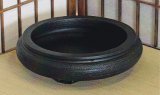 手造り 黒イブシ１０号丸袋型水盤　TZ-４