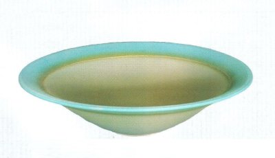 画像1: ブルー/ベージュ　１２号丸皿鉢　K-３８