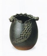 灰マット手付花入 ６.５号　B016-0４