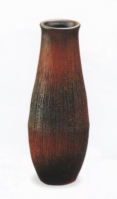 画像1: 火色櫛目長花入 ７号　B019-13