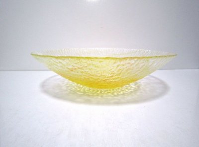 画像1: ガラス花器　渦水盤　レモン　G-５８