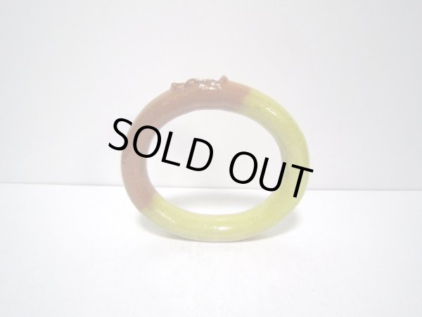 画像2: 特-１４１　手造り黄色リング型花器 (2)