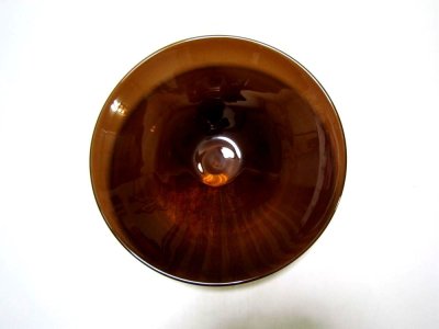 画像2: 特-２１８　ガラス花器　１１号アメ茶丸水盤　　