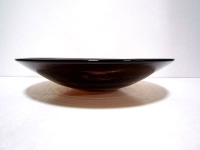 画像1: 特-２１８　ガラス花器　１１号アメ茶丸水盤　　
