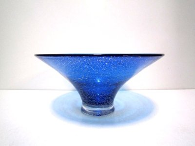 画像1: ガラス花器　ブルー朝顔　G-９６